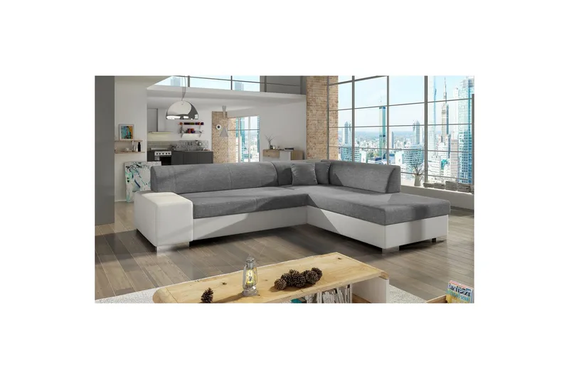 Seksjonssofa Eltap Porto 278x217x74 cm, Sawana 21, Soft 17, Grå, Hvit, Høyre