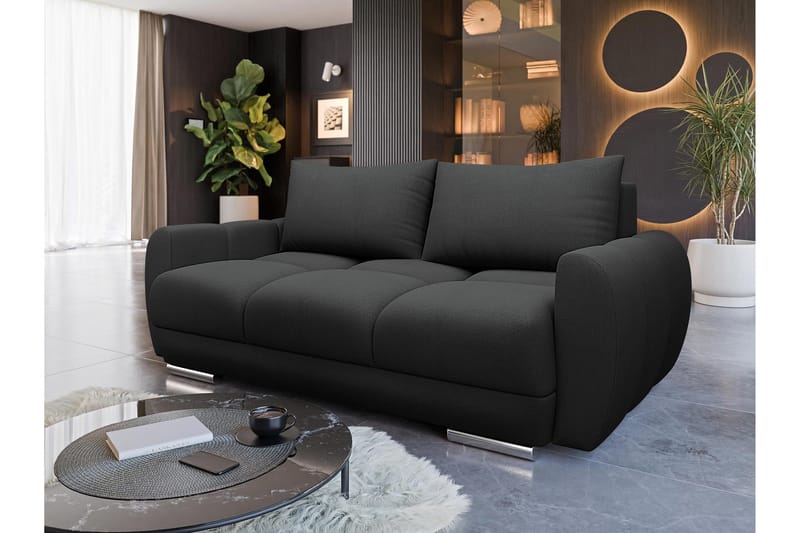 Simerly 3-seter Sofa 186 cm i Plysj - Sort - Møbler - Sofaer - 3 seter sofa