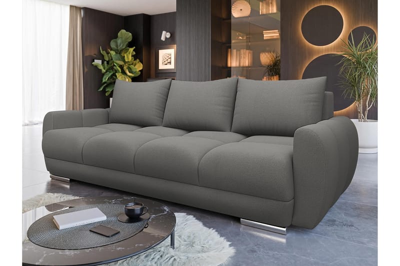 Simerly 3-seter Sovesofa 234 cm med Oppbevaring i Plysj - Grå - Møbler - Sofaer - 3 seter sofa