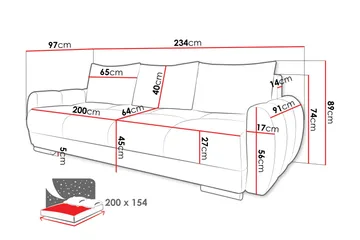 Simerly 3-seter Sovesofa 234 cm med Oppbevaring i Plysj - Gul - Møbler - Sofaer - 3 seter sofa