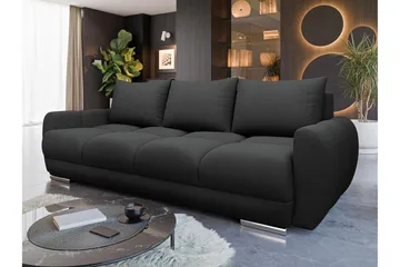 Simerly 3-seter Sovesofa 234 cm med Oppbevaring i Plysj - Sort - Møbler - Sofaer - 3 seter sofa