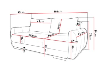 Simerly Sofa 3-seter - Grå - Møbler - Sofaer - 3 seter sofa