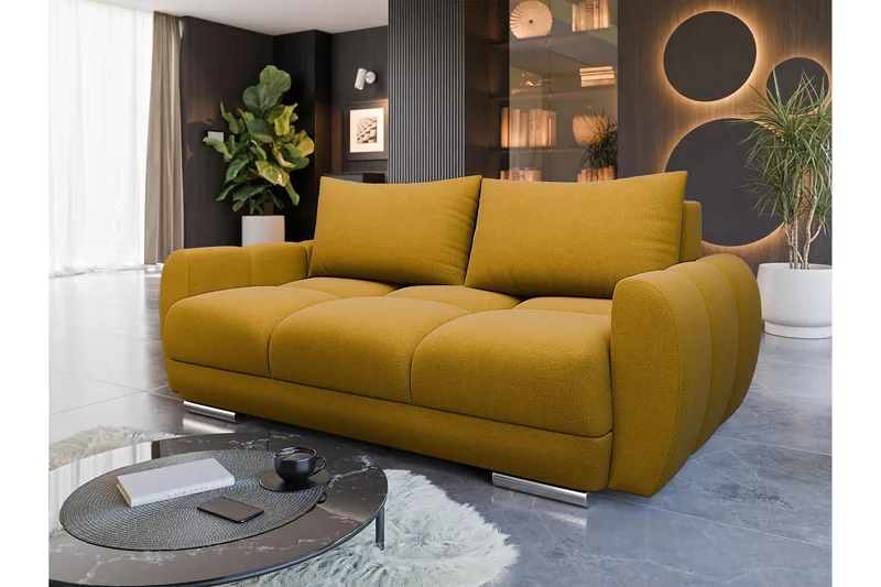 Simerly Sofa 3-seter i Plysj - Gul - Møbler - Sofaer - 3 seter sofa