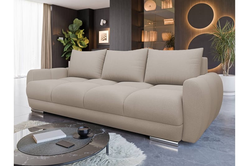 Simerly Sofa 3-seter i Plysj - Beige - Møbler - Sofaer - 3 seter sofa