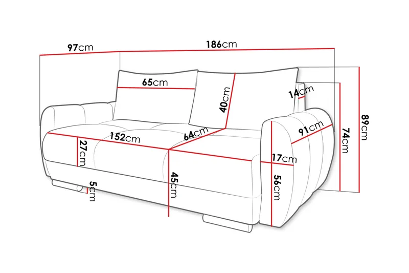 Simerly Sofa 3-seter - Oransje - Møbler - Sofaer - 3 seter sofa