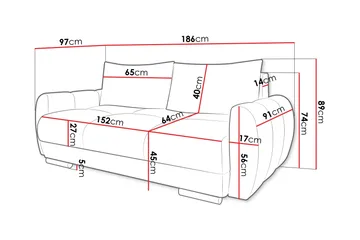 Simerly Sofa 3-seter - Svart - Møbler - Sofaer - 3 seter sofa