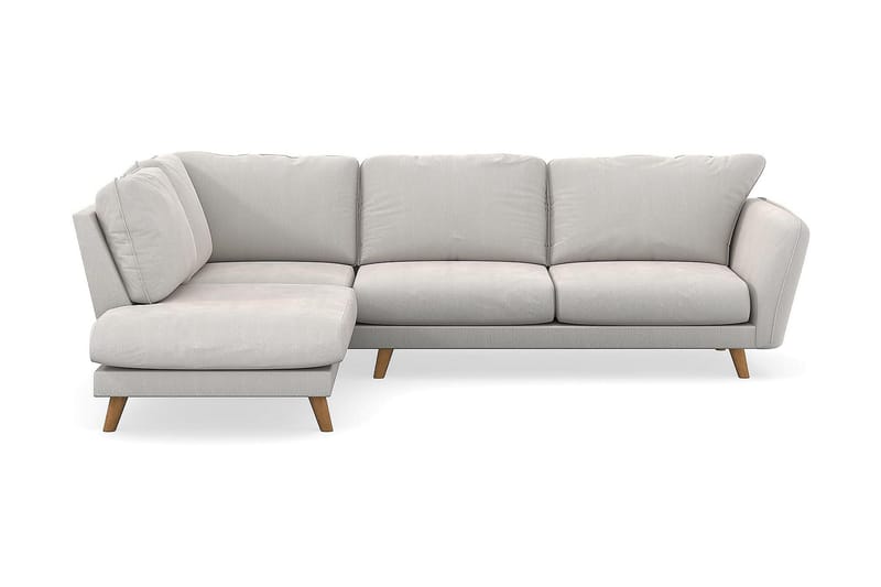 Sjeselongsofa Colt Lyx Venstre - Hvit Fløyel - 4 seters sofa med divan - Sofaer med sjeselong