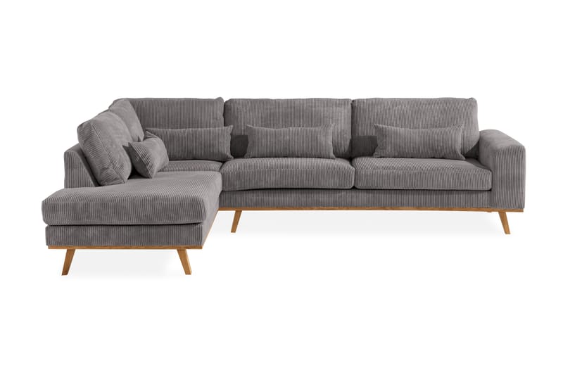 2,5-seter Sofa Haga Cordfløyel - Grå - 4 seters sofa med divan - Sofaer med sjeselong