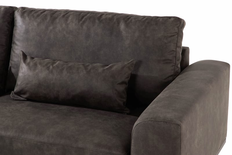 2,5-seter Sofa Haga Kunstlær - Mørkegrå - 4 seters sofa med divan - Skinnsofaer - Sofaer med sjeselong