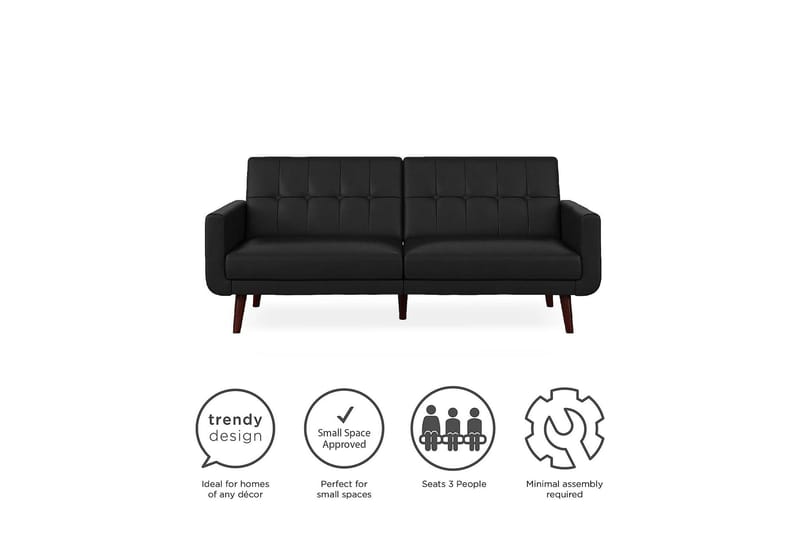 2-seters Sovesofa Nola Kunstlær/Svart - Dorel Home - Møbler - Sofaer - Skinnsofaer