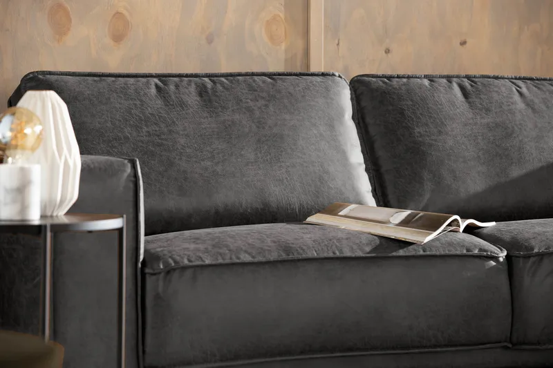 Akron 2,5-seter Sofa med Sjeselong Høyre Bonded Lær - Mørkegrå - Møbler - Sofaer - Skinnsofaer