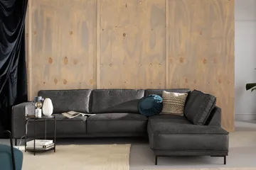 Akron 2,5-seter Sofa med Sjeselong Høyre Bonded Lær - Mørkegrå - Møbler - Sofaer - Skinnsofaer