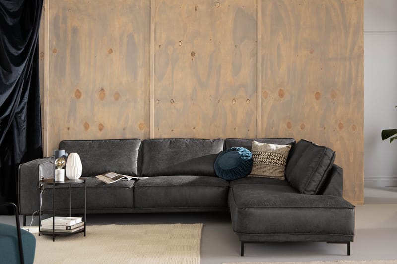 Akron 2,5-seter Sofa med Sjeselong Høyre Bonded Lær - Mørkegrå - Møbler - Sofaer - Skinnsofaer