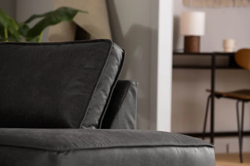 Akron 2,5-seter Sofa med Sjeselong Høyre Bonded Lær - Mørkegrå - Møbler - Sofaer - Skinnsofaer