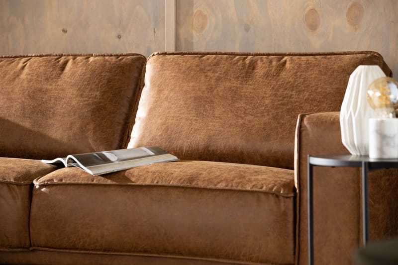 Akron 2,5-seter Sofa med Sjeselong Venstre Bonded Lær - Brun - Møbler - Sofaer - Skinnsofaer