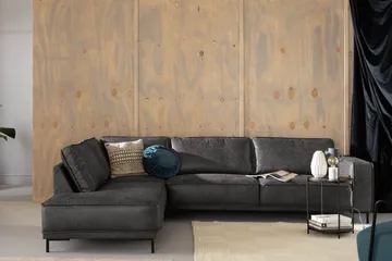 Akron 2,5-seter Sofa med Sjeselong Venstre Bonded Lær - Mørkegrå - Møbler - Sofaer - Skinnsofaer