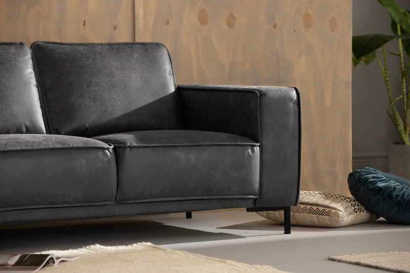 Akron 2-seter Sofa Bonded Lær - Mørkegrå - Møbler - Sofaer - Skinnsofaer