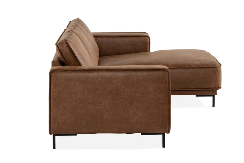 Akron 2-seter Sofa med Divan Høyre Bonded Lær - Brun - Møbler - Sofaer - Skinnsofaer