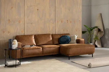 Akron 2-seter Sofa med Divan Høyre Bonded Lær - Brun - Møbler - Sofaer - Skinnsofaer