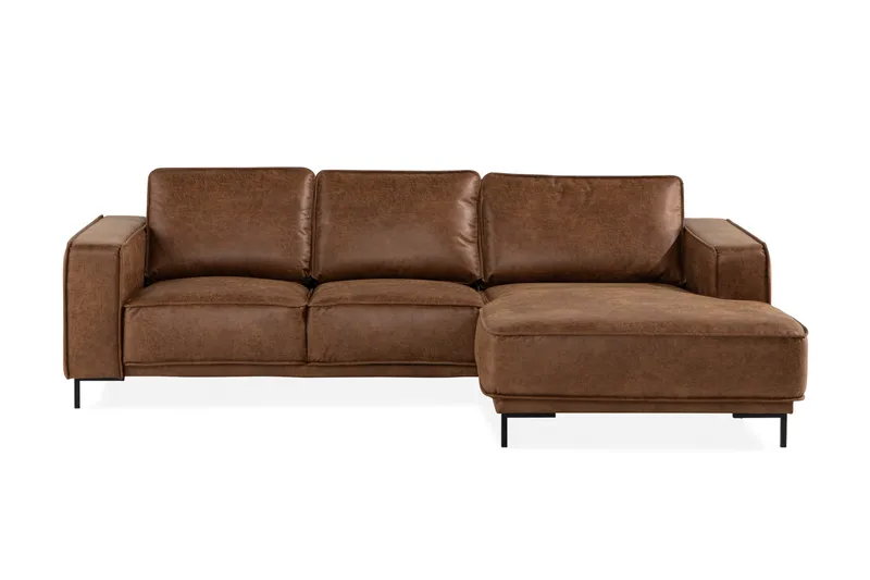 Akron 2-seter Sofa med Divan Høyre Bonded Lær, Brun