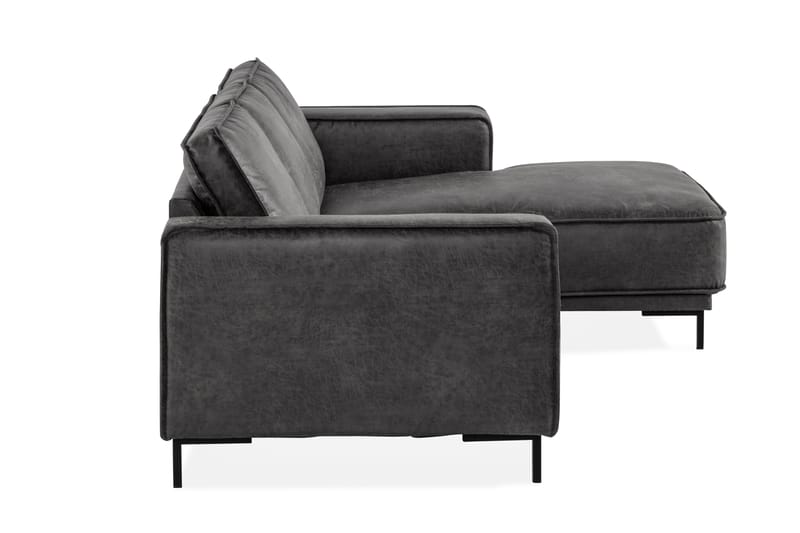 Akron 2-seter Sofa med Divan Høyre Bonded Lær - Mørkegrå - Møbler - Sofaer - Skinnsofaer