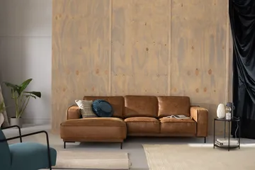 Akron 2-seter Sofa med Divan Venstre Bonded Lær - Brun - Møbler - Sofaer - Skinnsofaer