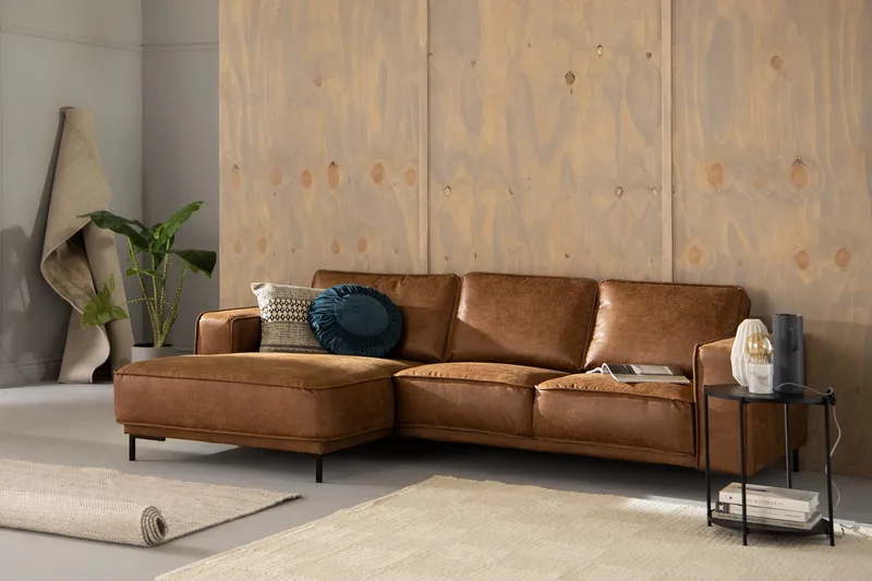 Akron 2-seter Sofa med Divan Venstre Bonded Lær - Brun - Møbler - Sofaer - Skinnsofaer