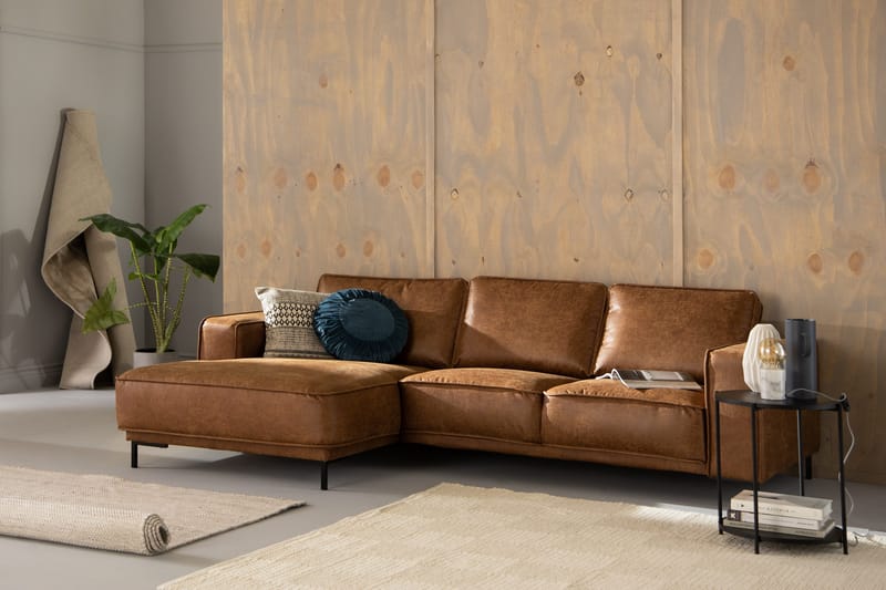 Akron 2-seter Sofa med Divan Venstre Bonded Lær - Brun - Møbler - Sofaer - Skinnsofaer