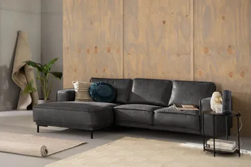 Akron 2-seter Sofa med Divan Venstre Bonded Lær - Mørkegrå - Møbler - Sofaer - Skinnsofaer