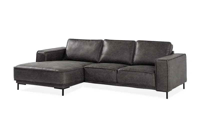 Akron 2-seter Sofa med Divan Venstre Bonded Lær - Mørkegrå - Møbler - Sofaer - Skinnsofaer