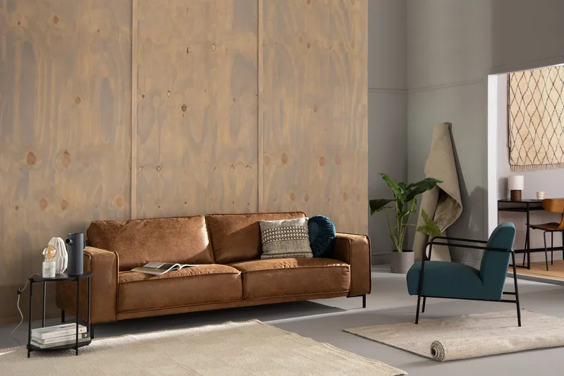 Akron 3-seter Sofa Bonded Lær - Brun - Møbler - Sofaer - Skinnsofaer
