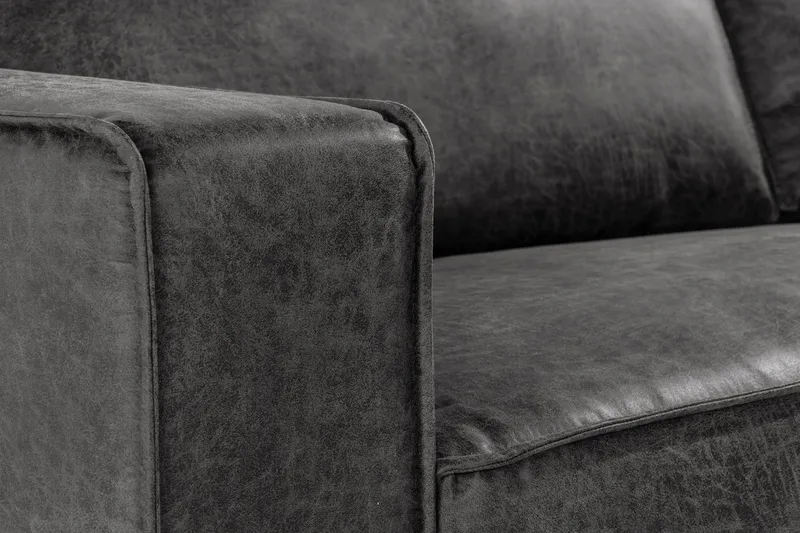 Akron 3-seter Sofa Bonded Lær - Mørkegrå - Møbler - Sofaer - Skinnsofaer