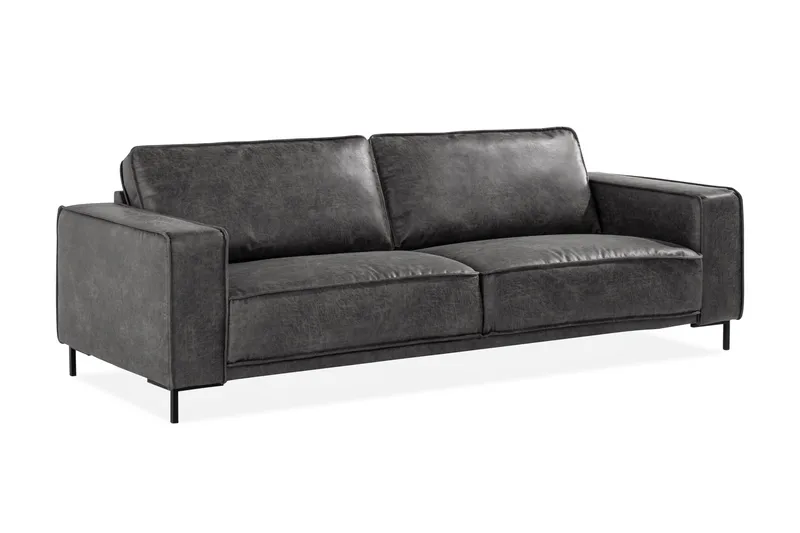 Akron 3-seter Sofa Bonded Lær - Mørkegrå - Møbler - Sofaer - Skinnsofaer