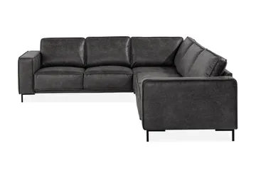 Akron Hjørnesofa Bonded Lær - Mørkegrå - Møbler - Sofaer - Skinnsofaer
