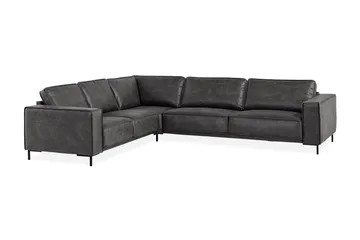 Akron Hjørnesofa Bonded Lær - Mørkegrå - Møbler - Sofaer - Skinnsofaer