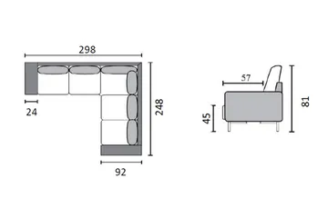 Akron Hjørnesofa Bonded Lær - Mørkegrå - Møbler - Sofaer - Skinnsofaer