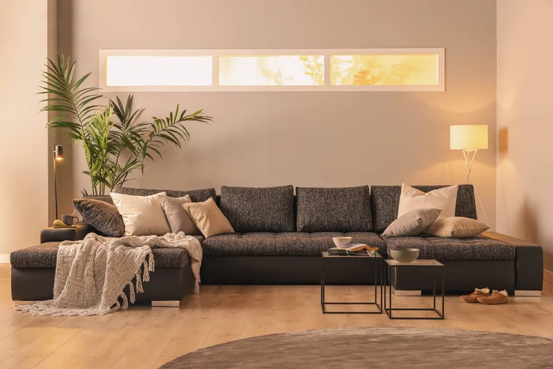 Cillo U-sovesofa Vendbar Kunstlær - Svart/Mørkegrå - Møbler - Sofaer - Skinnsofaer