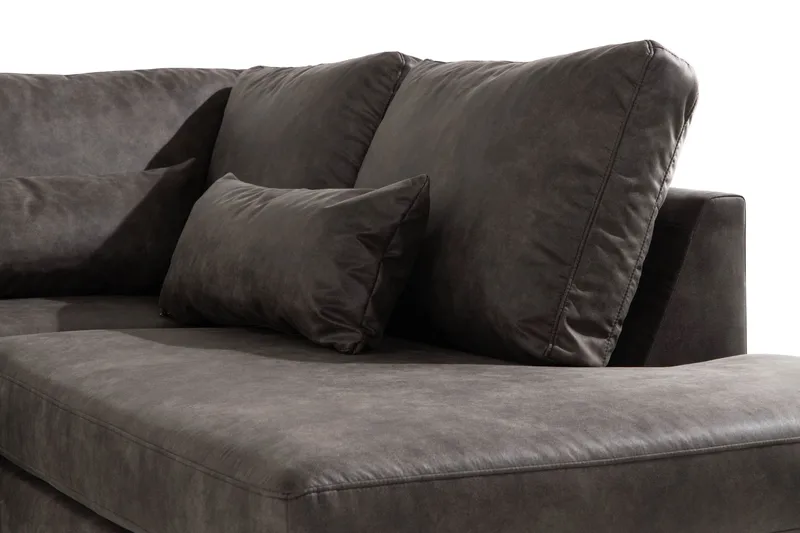 Copenhagen 4-seters Høyrevendt L-formet Sjeselongsofa i Kunstlær - Mørk grå - Møbler - Sofaer - Skinnsofaer