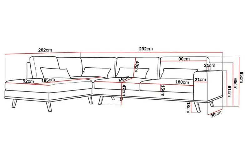 Copenhagen 4-seters Venstrevendt L-formet Sjeselongsofa i Kunstlær - Mørk grå - Møbler - Sofaer - Skinnsofaer