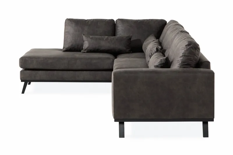 Copenhagen 4-seters Venstrevendt L-formet Sjeselongsofa i Kunstlær - Mørk grå - Møbler - Sofaer - Skinnsofaer