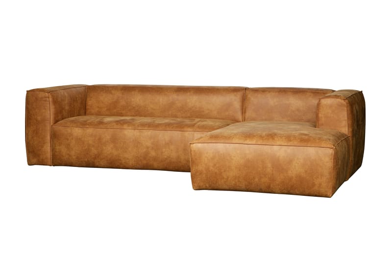 Divan sofa Cheshunt Høyre Ekte lær - Cognac - Møbler - Sofaer - Skinnsofaer