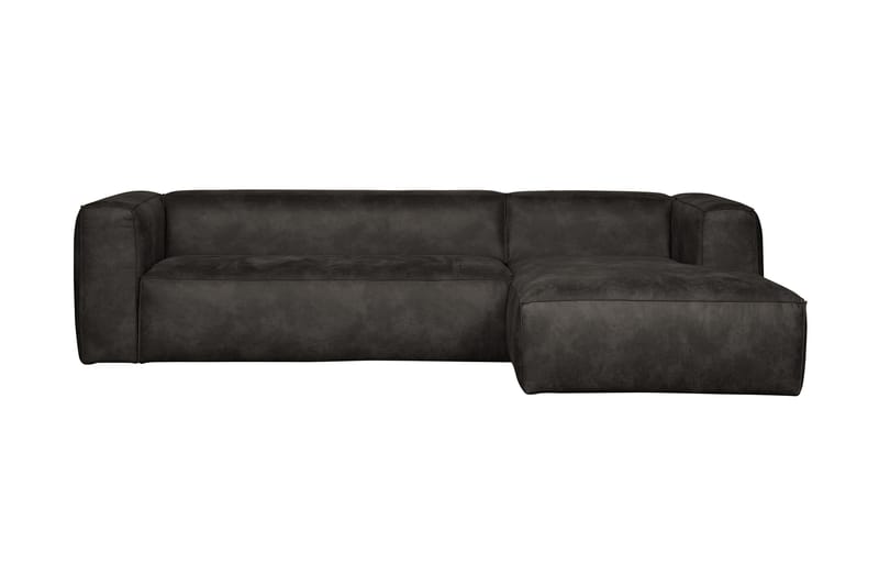Divan sofa Cheshunt Høyre Ekte lær - Svart - Møbler - Sofaer - Skinnsofaer