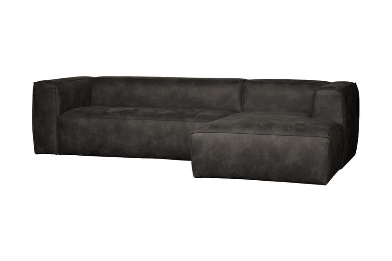 Divan sofa Cheshunt Høyre Ekte lær - Svart - Møbler - Sofaer - Skinnsofaer