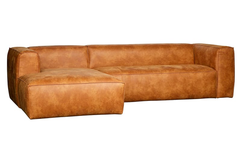Divan sofa Cheshunt Venstre Ekte lær - Cognac - Møbler - Sofaer - Skinnsofaer