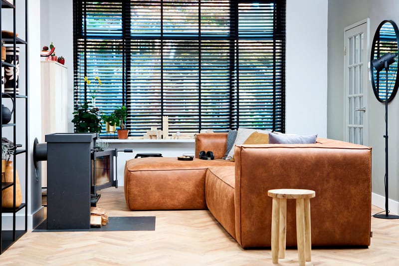 Divan sofa Cheshunt Venstre Ekte lær - Cognac - Møbler - Sofaer - Skinnsofaer