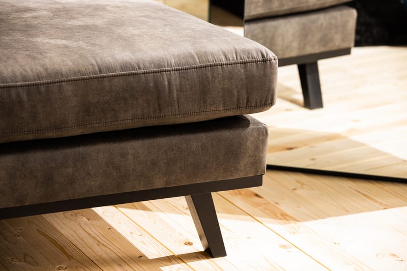Divansofa Haga Kunstlær - Mørkegrå - 4 seters sofa med divan - Skinnsofaer - Sofaer med sjeselong