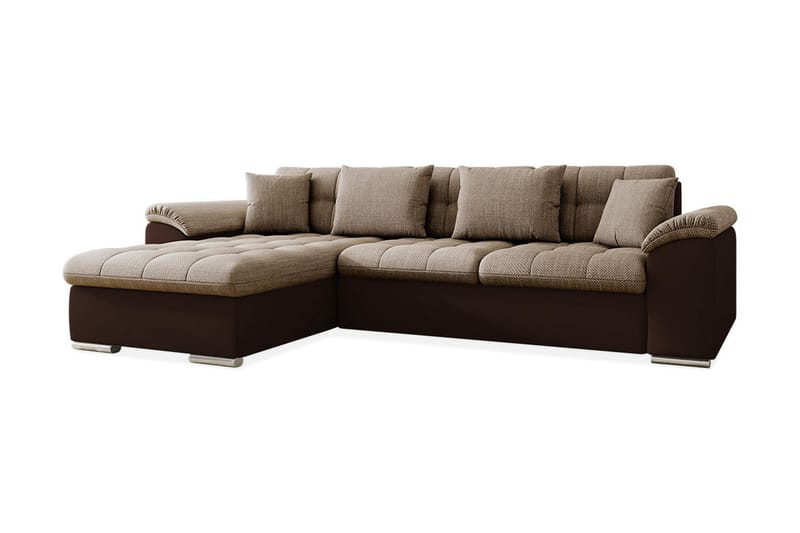 Divansovesofa Chilor 4-seter Venstre Kunstlær - Beige/Brun - Skinnsofaer - Sovesofa divan