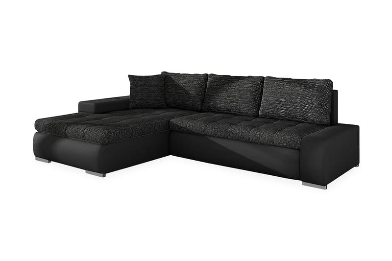 Divansovesofa Jonner 4-seter Vendbar - Svart - Skinnsofaer - Sovesofa divan