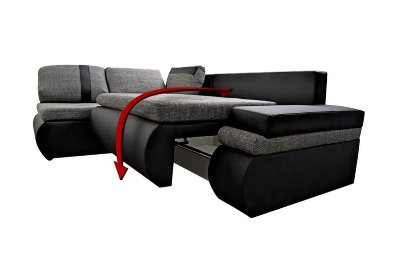 Divansovesofa Mini Dung Høyre - Svart/Grå - Skinnsofaer - Sovesofa divan