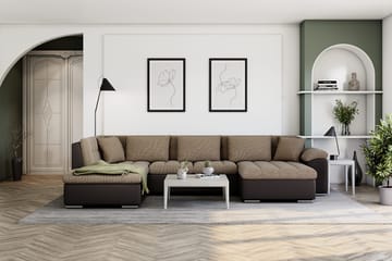 Dynir Hjørnesovesofa Divan med Oppbevaring Høyre - Beige/Brun - Møbler - Sofaer - Skinnsofaer